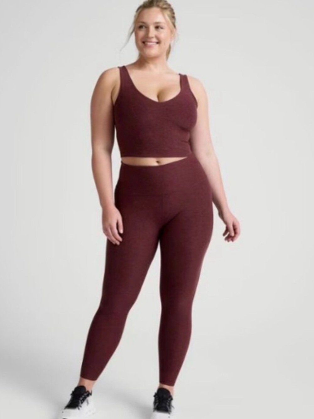 Beyond Yoga Spacedye Capri Crop Leggings Midnight Burgundy Heather Size 1X